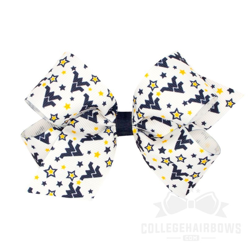 West Virginia Medium Logo Print Grosgrain Hair Bow