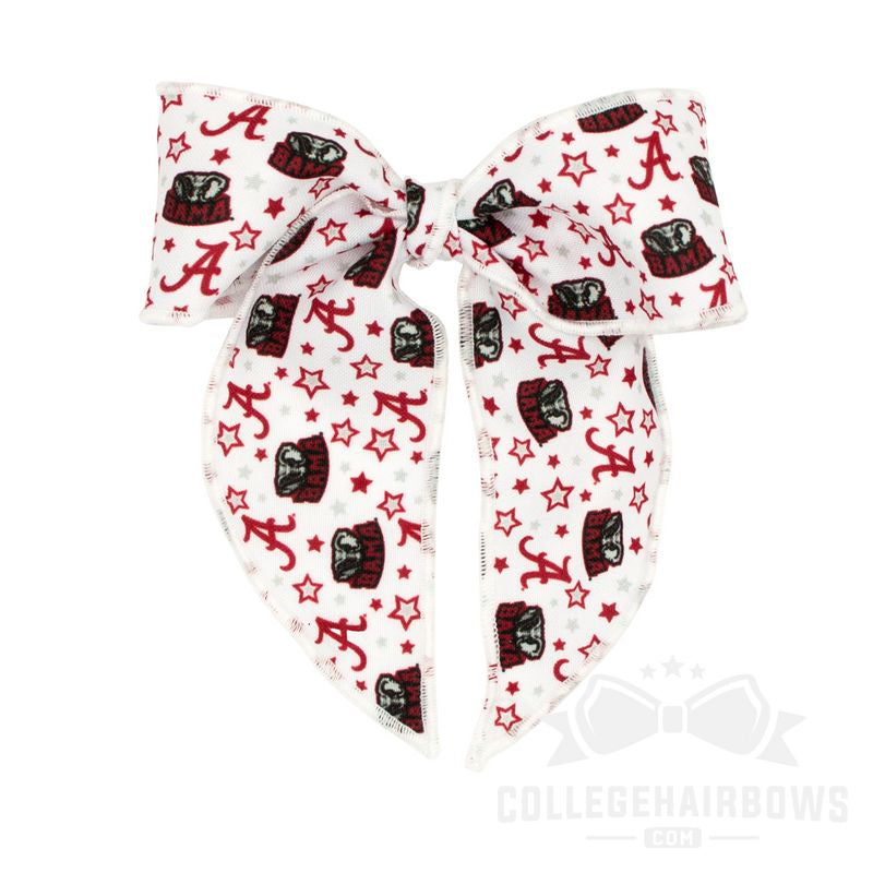 Alabama Medium Signature Logo Print Fabric Bowtie With Knot and Tails