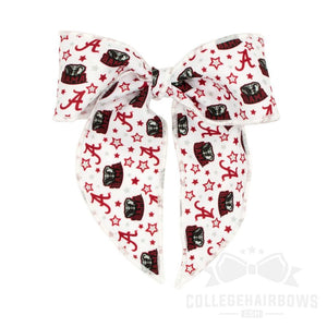 Alabama Medium Signature Logo Print Fabric Bowtie With Knot and Tails