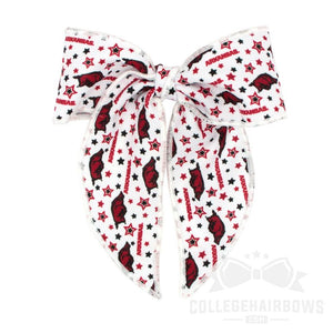 Arkansas Medium Signature Logo Print Fabric Bowtie With Knot and Tails