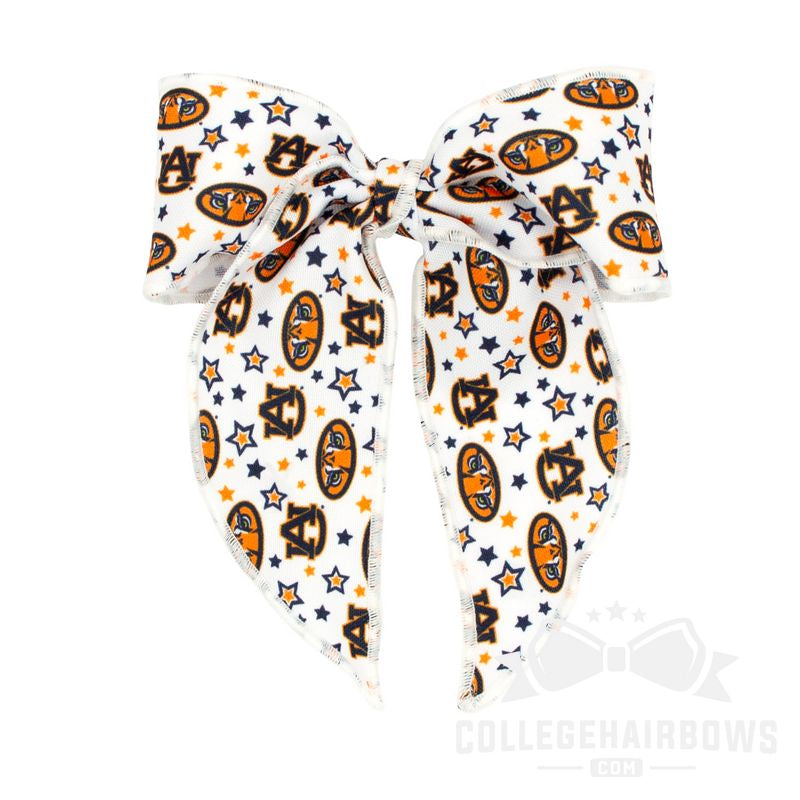 Auburn Medium Signature Logo Print Fabric Bowtie With Knot and Tails