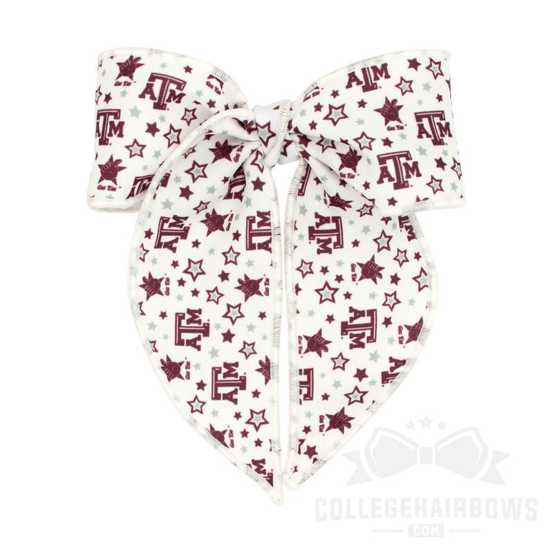 Texas A&M Medium Signature Logo Print Fabric Bowtie With Knot and Tails