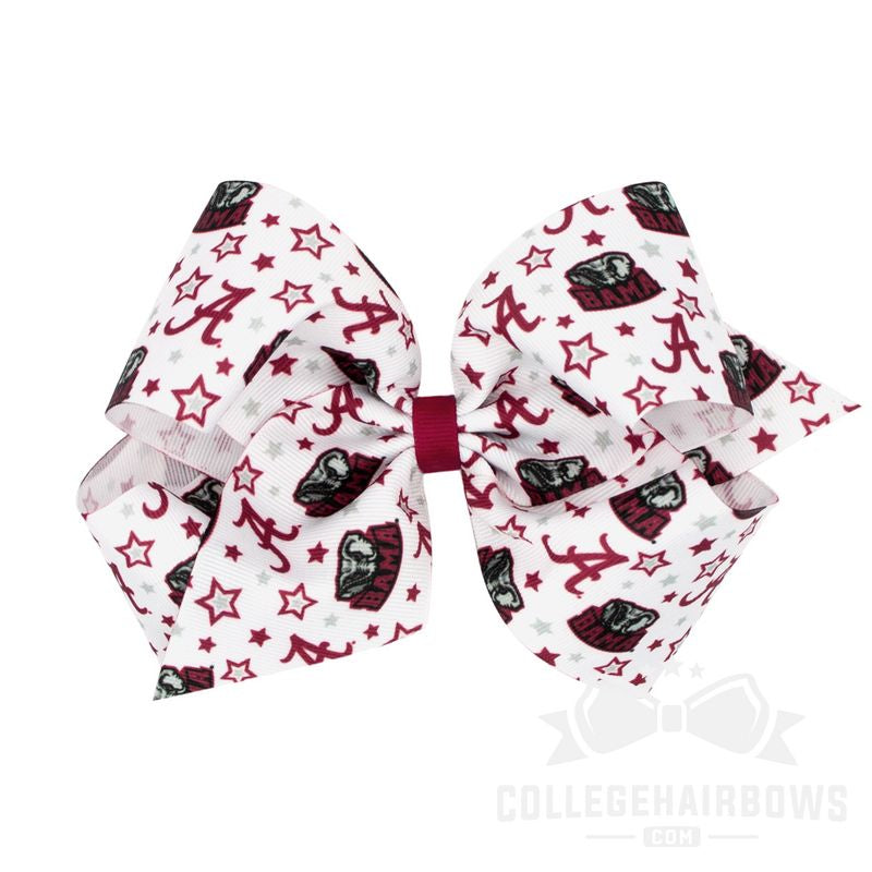 Alabama King Signature Logo Print Grosgrain Hair Bow