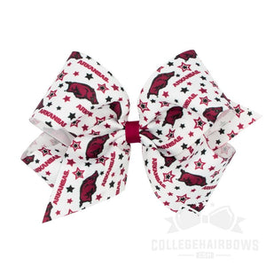 Arkansas King Signature Logo Print Grosgrain Hair Bow