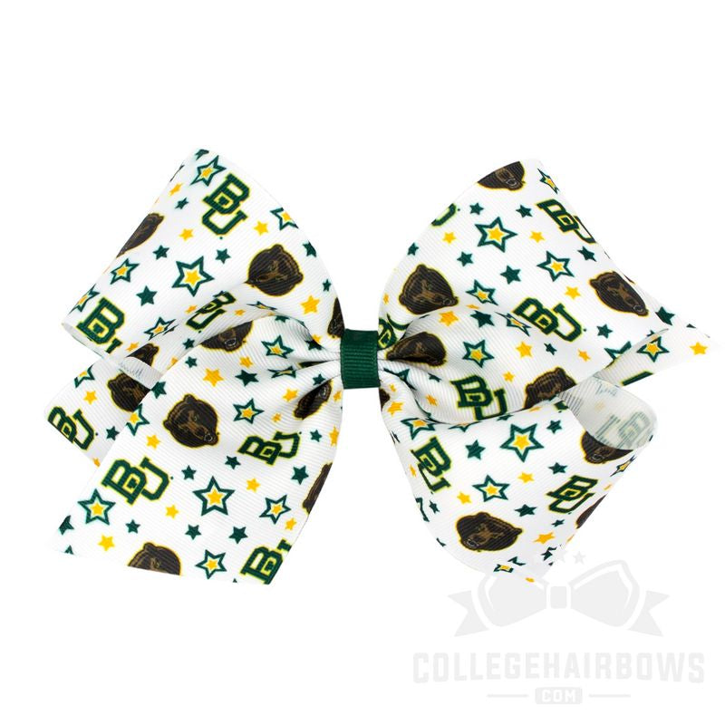 Baylor King Logo Print Grosgrain Hair Bow