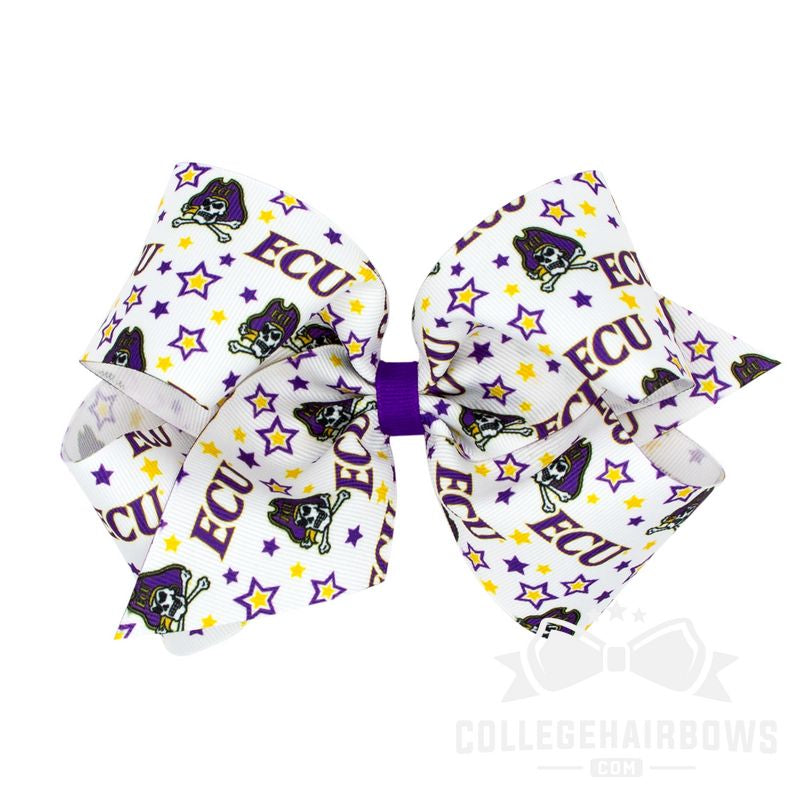 Eastern Carolina University King Logo Print Grosgrain Hair Bow