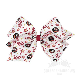 Florida State King Logo Print Grosgrain Hair Bow