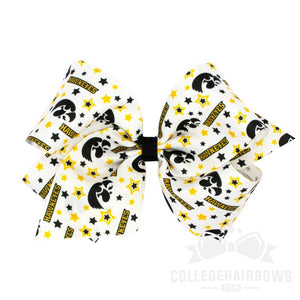 Iowa King Logo Print Grosgrain Hair Bow
