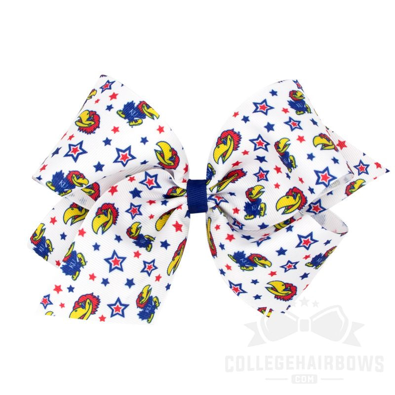 Kansas King Logo Print Grosgrain Hair Bow