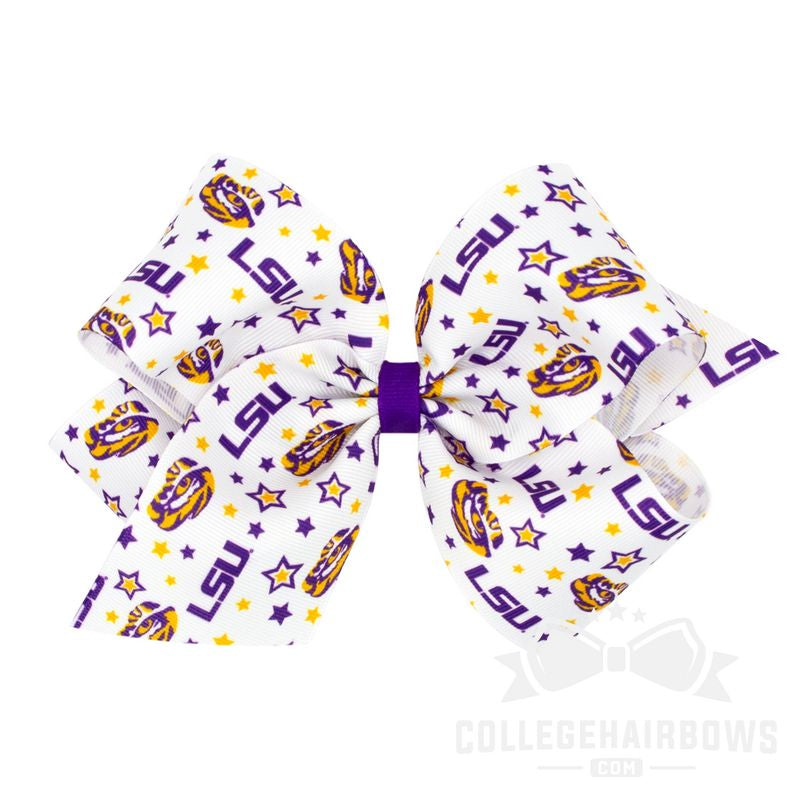 Louisiana State King Signature Logo Print Grosgrain Hair Bow