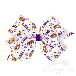 Louisiana State King Logo Print Grosgrain Hair Bow
