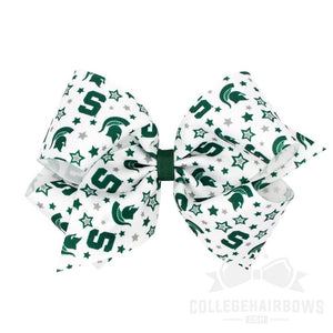 Michigan State King Logo Print Grosgrain Hair Bow