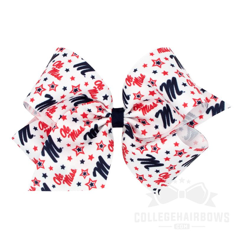 Ole Miss King Logo Print Grosgrain Hair Bow