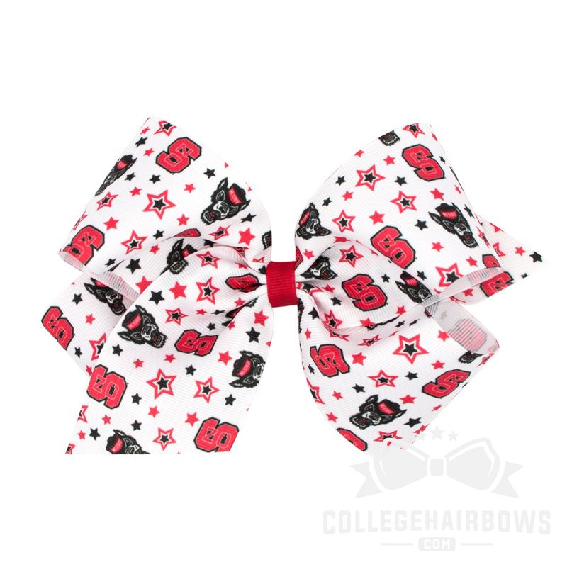 North Carolina State King Logo Print Grosgrain Hair Bow