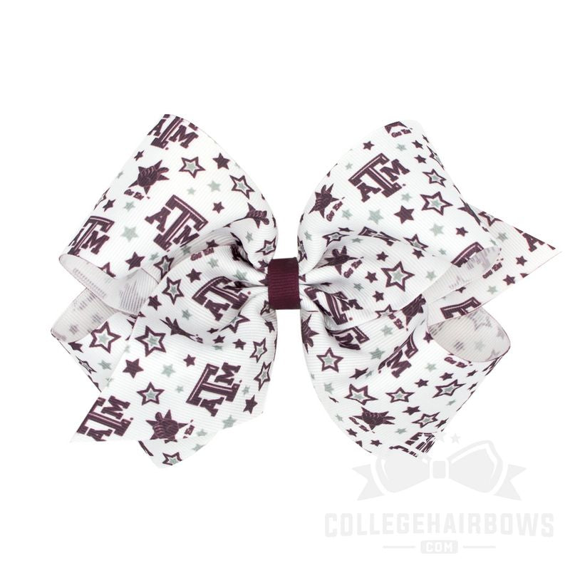 Texas A&M King Logo Print Grosgrain Hair Bow