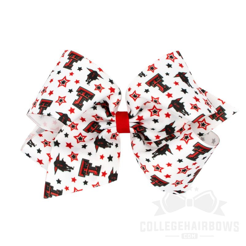 Texas Tech King Logo Print Grosgrain Hair Bow