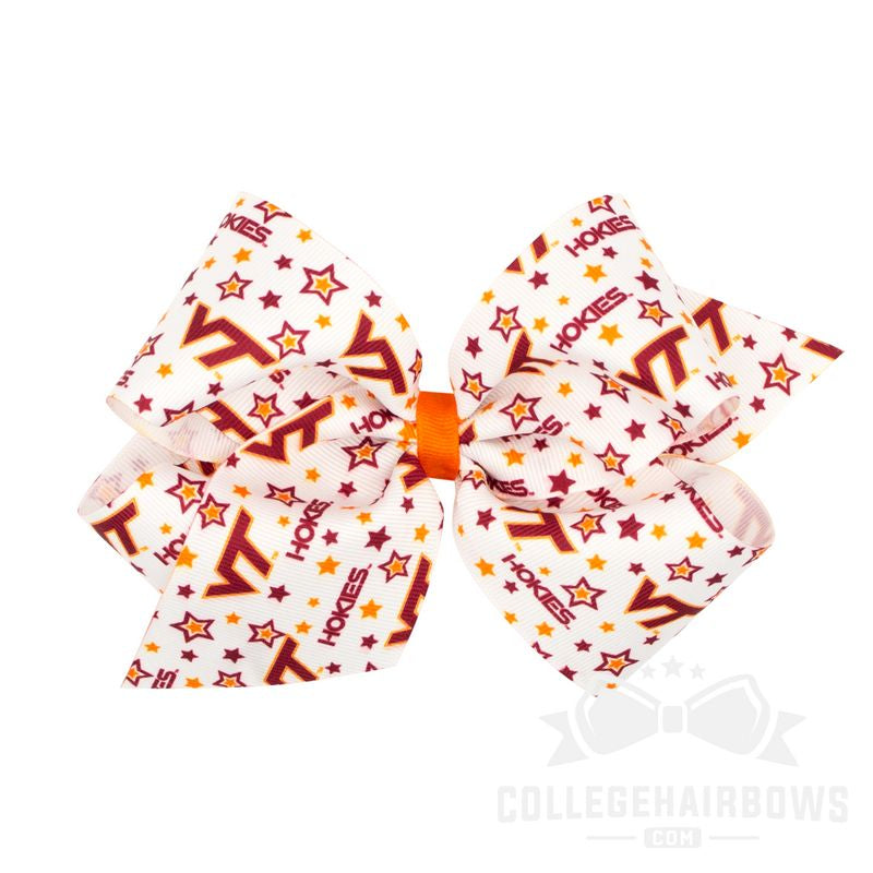 Virginia Tech King Signature Logo Print Grosgrain Hair Bow