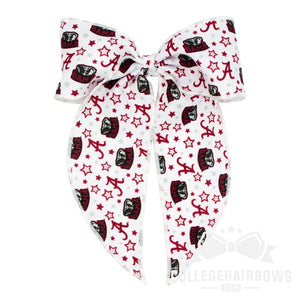 Alabama King Signature Logo Print Fabric Bowtie With Knot and Tails