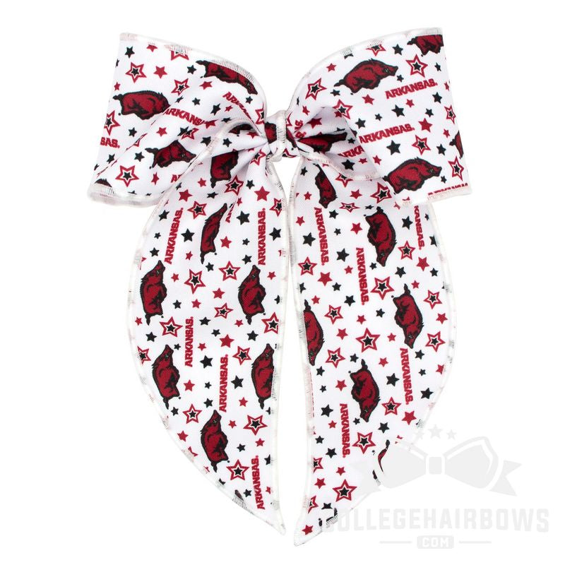 Arkansas King Signature Logo Print Fabric Bowtie With Knot and Tails