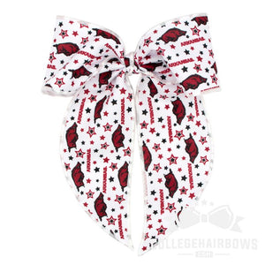 Arkansas King Signature Logo Print Fabric Bowtie With Knot and Tails