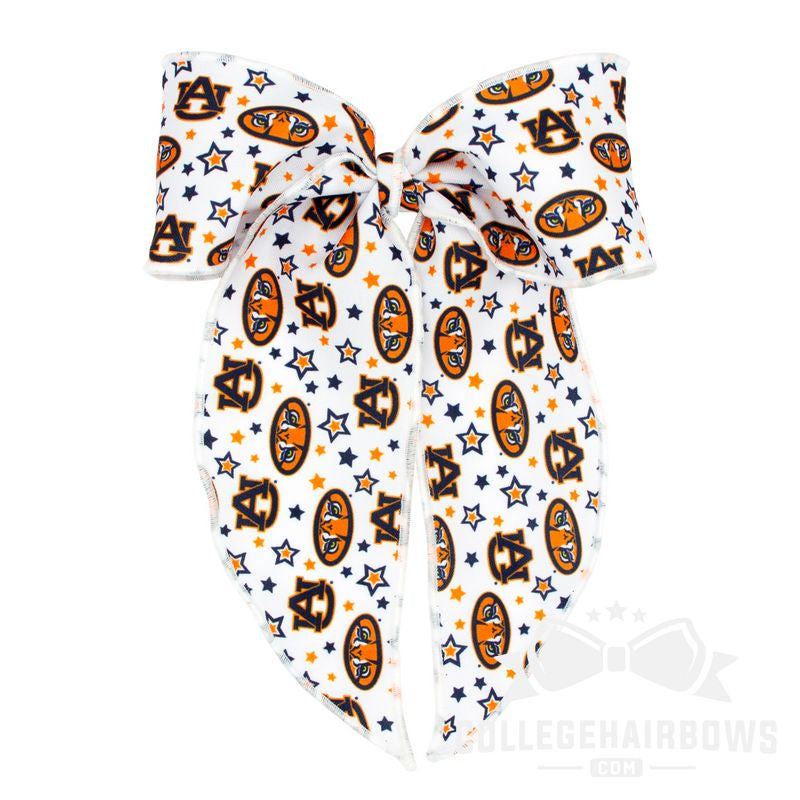 Auburn King Signature Logo Print Fabric Bowtie With Knot and Tails