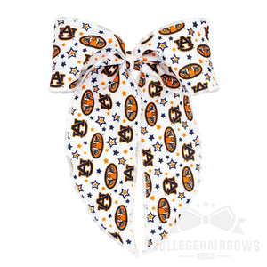 Auburn King Signature Logo Print Fabric Bowtie With Knot and Tails