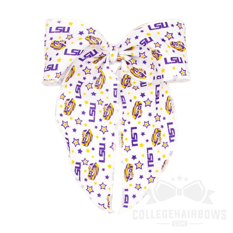 Louisiana State King Signature Logo Print Fabric Bowtie With Knot and Tails