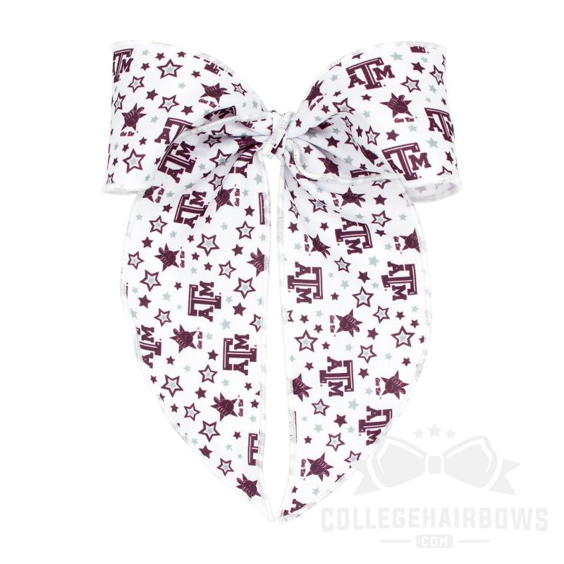 Texas A&M King Signature Logo Print Fabric Bowtie With Knot and Tails