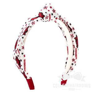 Arkansas Logo Print Soft Ripple-Textured Knot Wrap Headband