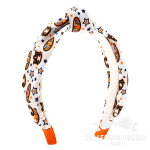 Auburn Signature Logo Print Soft Ripple-Textured Knot Wrap Headband