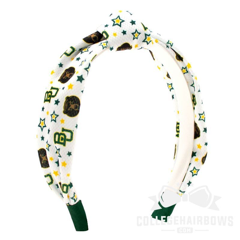 Baylor Signature Logo Print Soft Ripple-Textured Knot Wrap Headband