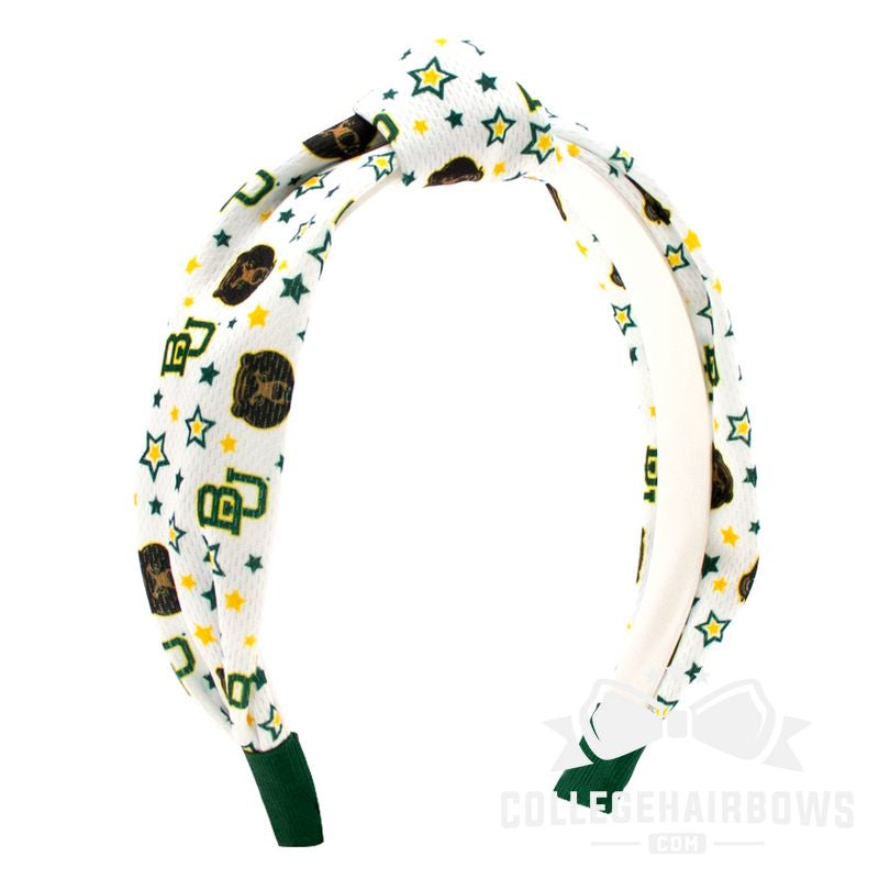 Baylor Logo Print Soft Ripple-Textured Knot Wrap Headband