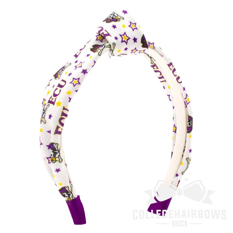 Eastern Carolina Signature Logo Print Soft Ripple-Textured Knot Wrap Headband