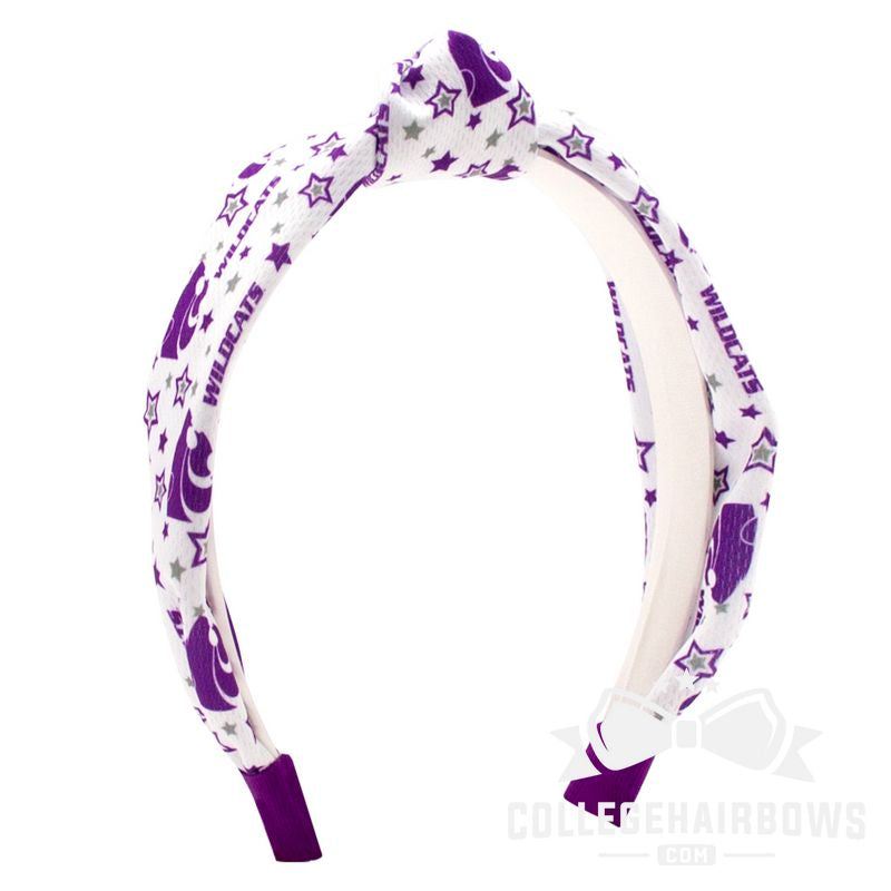 Kansas State Signature Logo Print Soft Ripple-Textured Knot Wrap Headband