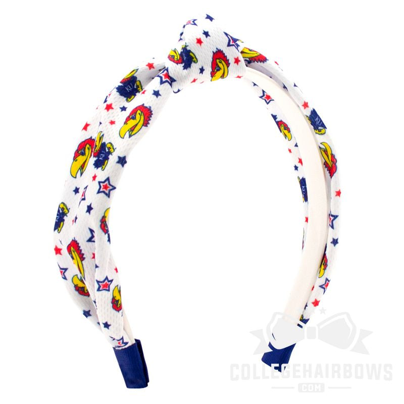 University of Kansas Signature Logo Print Soft Ripple-Textured Knot Wrap Headband