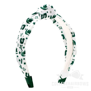 Michigan State Signature Logo Print Soft Ripple-Textured Knot Wrap Headband