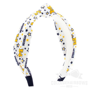 University of Michigan Signature Logo Print Soft Ripple-Textured Knot Wrap Headband