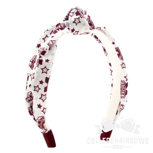 Mississippi State Logo Print Soft Ripple-Textured Knot Wrap Headband