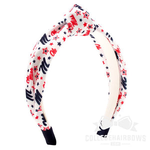 Ole Miss Signature Logo Print Soft Ripple-Textured Knot Wrap Headband