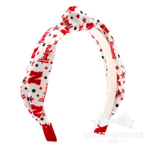 Nebraska Logo Print Soft Ripple-Textured Knot Wrap Headband