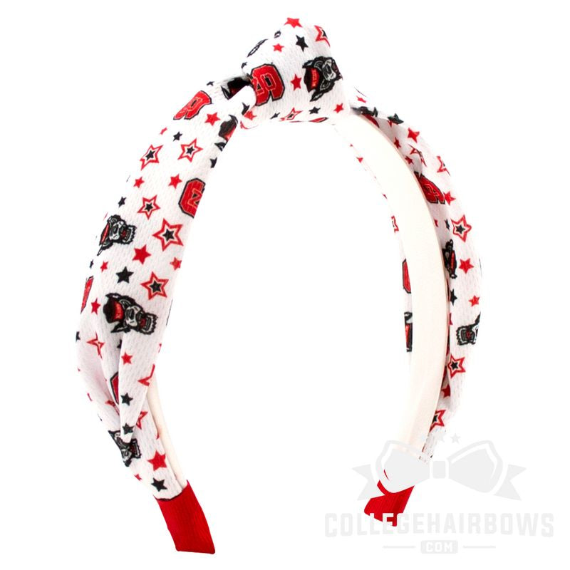 North Carolina State Logo Print Soft Ripple-Textured Knot Wrap Headband