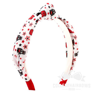North Carolina State Logo Print Soft Ripple-Textured Knot Wrap Headband