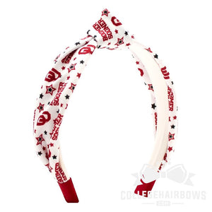 Oklahoma Logo Print Soft Ripple-Textured Knot Wrap Headband