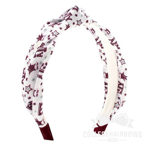 Texas A&M Logo Print Soft Ripple-Textured Knot Wrap Headband