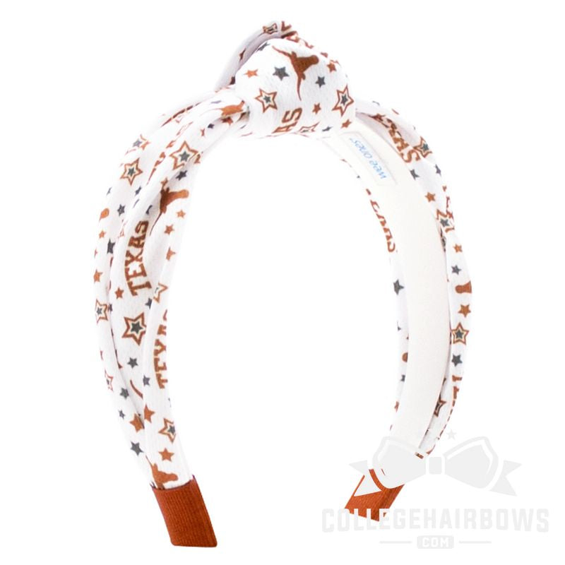 University of Texas Logo Print Soft Ripple-Textured Knot Wrap Headband