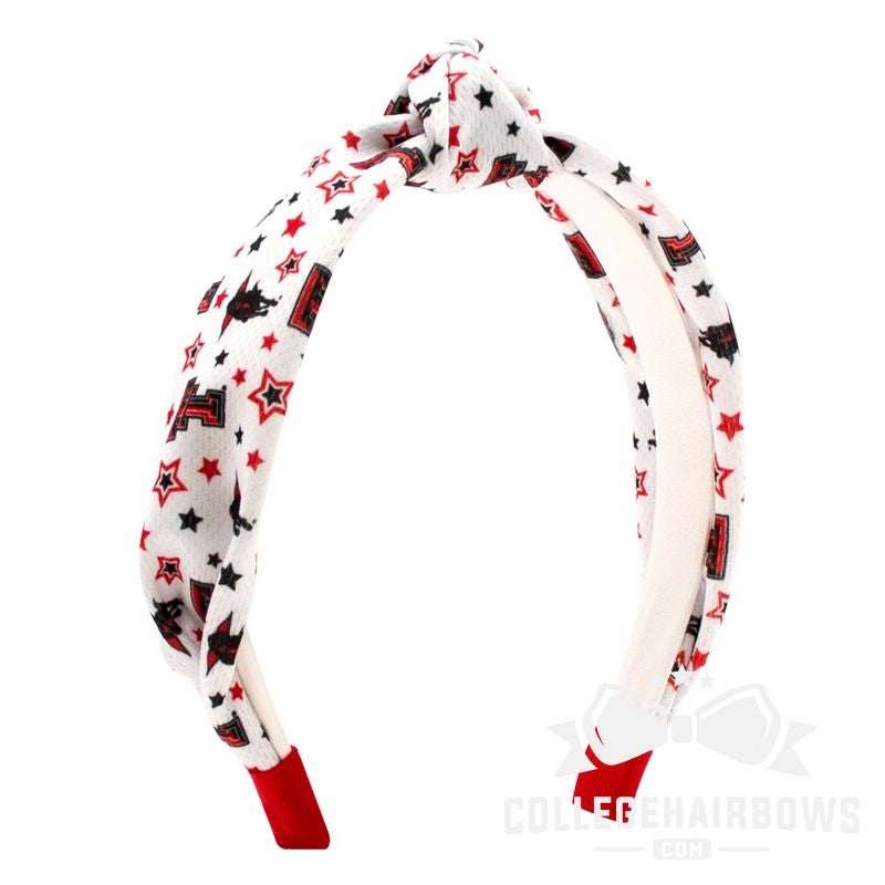 Texas Tech Logo Print Soft Ripple-Textured Knot Wrap Headband