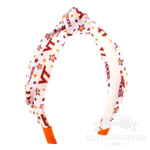 Virginia Tech Logo Print Soft Ripple-Textured Knot Wrap Headband