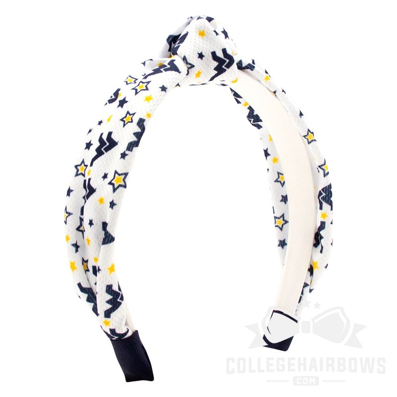 West Virginia Signature Logo Print Soft Ripple-Textured Knot Wrap Headband