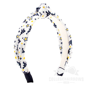 West Virginia Logo Print Soft Ripple-Textured Knot Wrap Headband