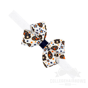 Auburn Mini Logo Print Hair Bow on Elastic Baby Band